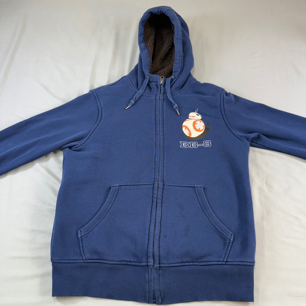 Star Wars Uniqlo Star Wars BB 8 Fleece Lined Hoodie Blue Zip Up Size L collector